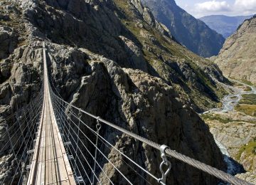 Europe's highest situated rope bridge,Alps, Switzerland